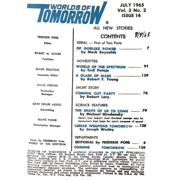 Worlds of Tomorrow May 1965 Feb July 1967 Effectives Shape of us to Come Planet - Picture 5 of 13